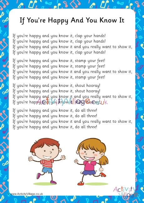 If You Re Happy And You Know It Lyrics Printable